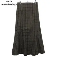 earth music&ecology チェック柄フレアロングスカート　シンプル