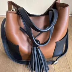 【中古】バケツ型トートバッグ ショルダー付