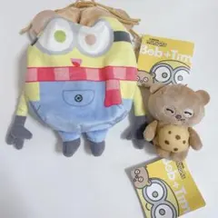 ミニオン ぬいぐるみ巾着 ボブ マフラー オーバーオール　巾着　マスコット