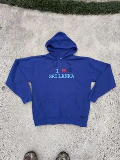 I LOVE SRI LANKA パーカー ブルー y2k 短丈