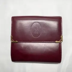 Cartier カルティエ 三つ折り財布 ボルドー レザー がま口のサムネイル