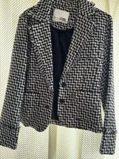 モノトーンツイードジャケット 上品 きれいめ 韓国コーデ ショート丈