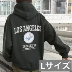 【別注】 MLB公式 ドジャース ロゴ刺繍バックデザイン裏起毛フーディーパーカー