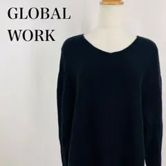 グローバルワーク　Vネック　ドロップショルダー　セーター　長袖ニット【4763】