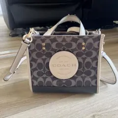 レア柄・美中古】coach デンプシートート22 ネイビーチェック 2WAY