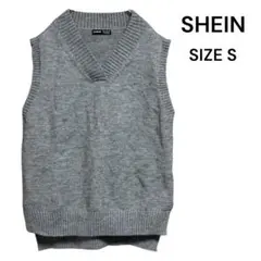 SHEIN Vネック ニットベスト グレー サイズS
