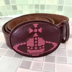 ✨希少・正規品✨Vivienne Westwood レザー 刺繍 ベルト 茶