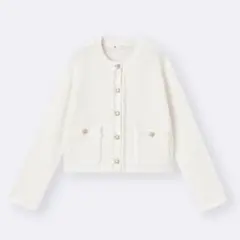 GU フリンジダブルポケットニットジャケット