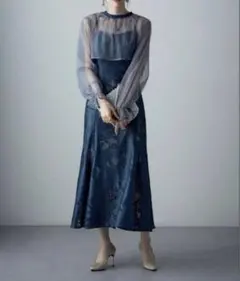 3way シフォンブラウスセットメニーウェイドリードール　ブルーグレー