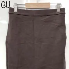 【GU】カットソースリットナローミディスカート　ブラウン　M