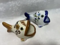 メキシコ産トナラ焼お魚の置物 魚皿 小物入 灰皿 インテリア用品 16x9cm