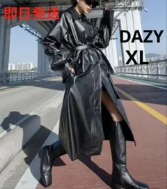 DAZY デイジースリーブ ベルト付き フェイクレザーコート　ロングコート