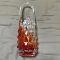 昭和レトロ　赤と透明のグラデーション花瓶