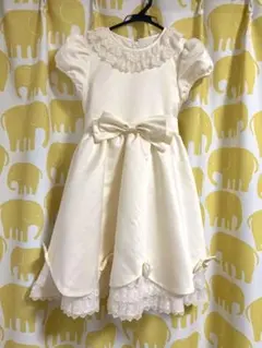 アイボリー フリル リボン 子供ドレス　150センチ