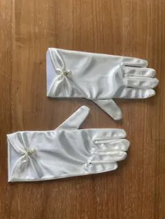 ホワイト サテン ウェディンググローブ