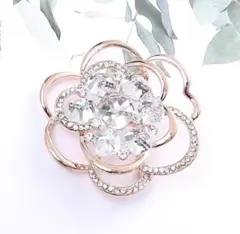新品 ブローチ お花 ビジュー ピンクゴールド 入社式 入学式 入園式 カメリア