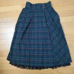 axes femmeo チェック柄プリーツスカート（レース付き）