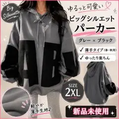 パーカー レディース ビッグシルエット オーバーサイズ 2XL グレー 韓国