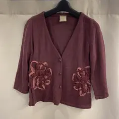 Sybilla シビラ お花飾りのニットカーディガン セーター 日本製のサムネイル