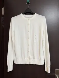 ユニクロ　UVカットクルーネックカーディガン長袖 L ホワイト白