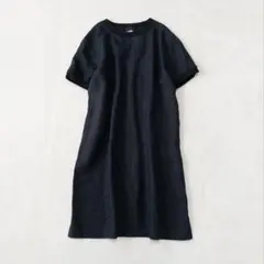 マーガレットハウエル SHIRTING LINENワンピース クルーネック 濃紺