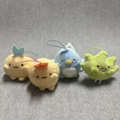 すみっコぐらし ばんざい ゴムひも付き マスコット ぬいぐるみ 4点セット