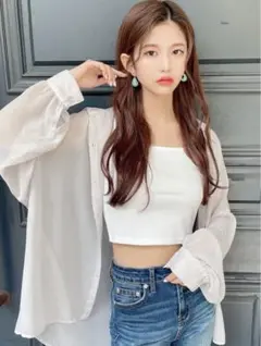 GRL ドロップショルダーシアーシャツ