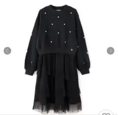 メゾピアノ チュールスカートドキングワンピース 140