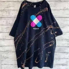 古着 AAA Tシャツ COVID-19 ブリーチ加工 スプラッシュ 紺 2XLのサムネイル