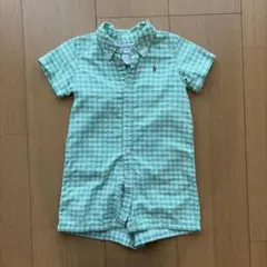 Ralph Lauren グリーンチェックロンパース 4M