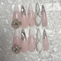 韓国　ギャル　キルティング　ネイル　ロング　スナ系　量産型　y2k ワンホン