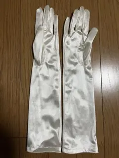 タカミブライダル　ホワイトサテンロングウェディンググローブ　40cm M