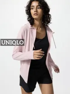 0034 UNIQLO エアリズムUVカットメッシュフルジップパーカ ピンク
