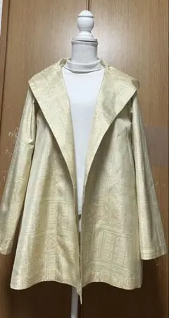 着物リメイク　大島のAラインフード付きジャケット　L〜LLサイズ