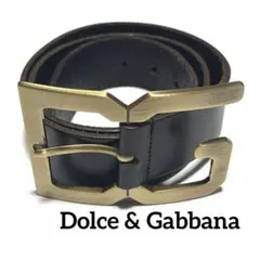 DOLCE&GABBANA DGロゴ レザーベルト ゴールド ブラック 本革