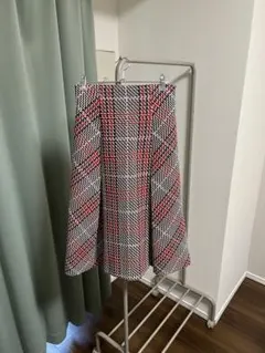 【美品】SNIDELロービングチェックスカートRED size0