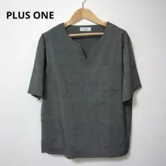 PLUS ONE プラスワン グレー Vネック カットソー M 伸縮性ありのサムネイル