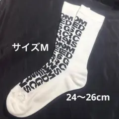 COMME des GARCONS 靴下(ホワイト×黒ロゴ) Mサイズのサムネイル