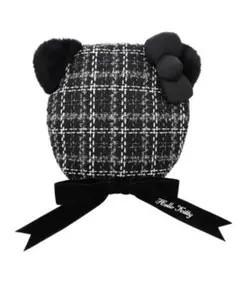 ユニバ キティ ベレー帽 黒