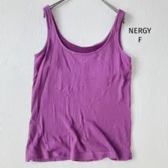 ナージー NERGY ニットタンクトップ【F】メッシュ パープル 刺繍ロゴのサムネイル