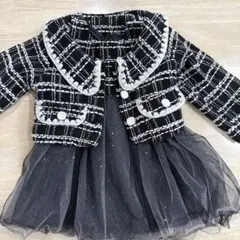 フォーマルドレス ブラック チェック柄 80cm