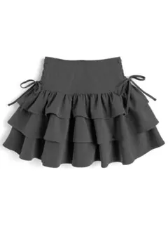 GRL インパン裏地付きサイドレースアップティアードミニスカート[ai230]