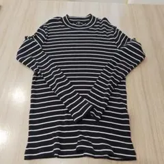 UNIQLO 長袖Tシャツ XL 黒と白ストライプ