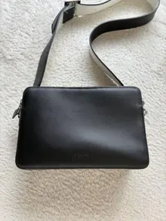 YONFA ブラックレザー ショルダーバッグ