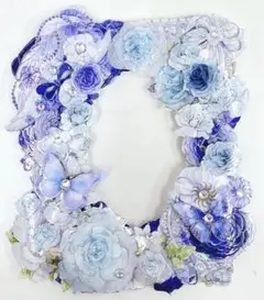 トレカケースデコ 硬質カードケースデコ B8 額縁風デコ　青 緑 ブルー