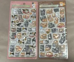 【正規品】　ボンボンドロップシール　和柄　日本犬　いぬ　猫　ねこ　2枚セット