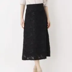 新品 OPAQUE.CLIP内購入 刺繍ミモレ丈スカートM オペーク