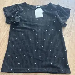 辻希美コラボ　ワッフルハート　袖フリル　Tシャツ ブラック Mサイズ