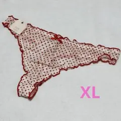 新品赤い水玉柄ドット柄シアーＴパックショーツリボンフェミニン系ロリ系ゆったりXLのサムネイル