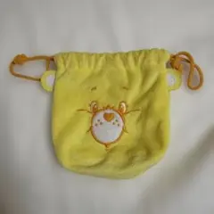ケアベア　ふわふわフェイス巾着　黄色